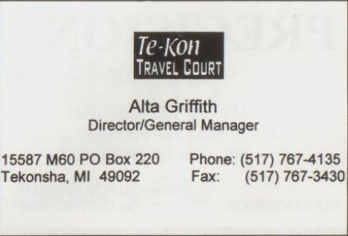Tekon Grill (Te-Kon Grill & Truck Stop) - Vintage Tekonsha Yearbook Ad